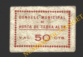 HORTA DE TERRA ALTA (Tarragona), 50 centims, 1937  