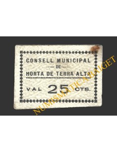HORTA DE TERRA ALTA (Tarragona), 25 centims, 1937  