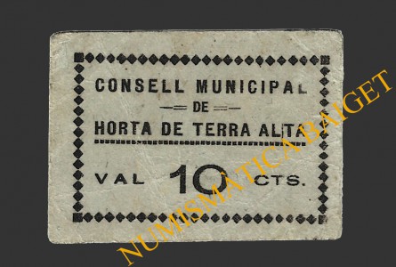 HORTA DE TERRA ALTA (Tarragona), 10 centims, 1937  