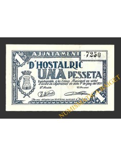 HOSTALRIC (Girona), 1 pesseta, 1 de juny del 1937  