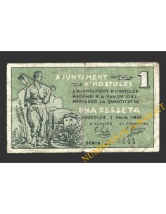 HOSTOLES (Girona), 1 pesseta, 1 de maig del 1937  
