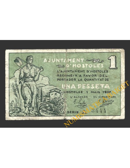 HOSTOLES (Girona), 1 pesseta, 1 de maig del 1937  