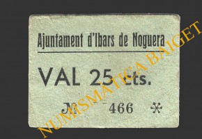 IBARS DE NOGUERA (Lleida), 25 centims, 1937  