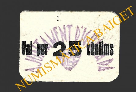IGUALADA (Barcelona), 25 centims, 1937  
