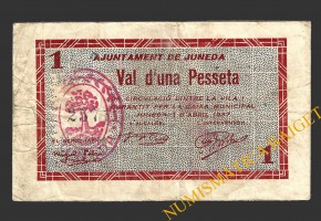 JUNEDA (Lleida), 1 pesseta, 1 d'abril del 1937  