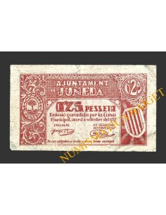 JUNEDA (Lleida), 0'25 pessetes, 4 de setembre del 1937  