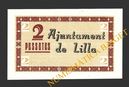 LILLA (Tarragona), 2 pessetes, 1937  