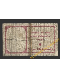 LINYOLA (Lleida), 1 pesseta, 25 de maig del 1937   2