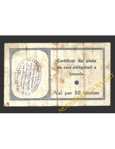 LINYOLA (Lleida), 50 centims, 25 de març del 1937  