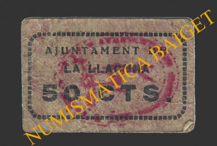 LLACUNA, LA (Barcelona), 50 centims, 25 de juliol del 1937  