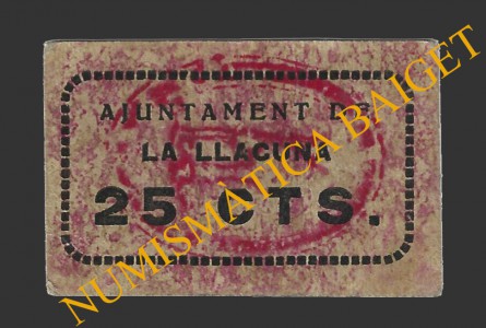 LLACUNA, LA (Barcelona), 25 centims, 25 de juliol del 1937  