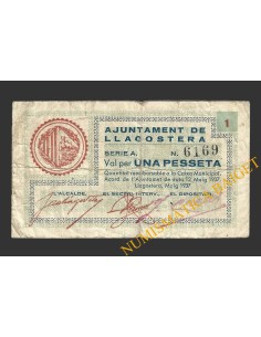 LLAGOSTERA (Girona), 1 pesseta, 12 de maig del 1937  