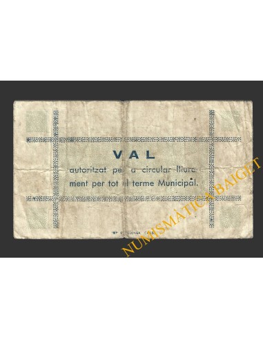 LLAGOSTERA (Girona), 1 pesseta, 12 de maig del 1937  