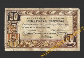 LLEIDA, 50 centims, 30 de juny del 1937