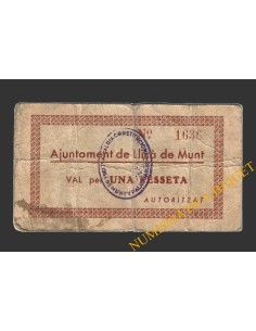 LLIÇA DE MUNT (Barcelona), 1 pesseta, 1937