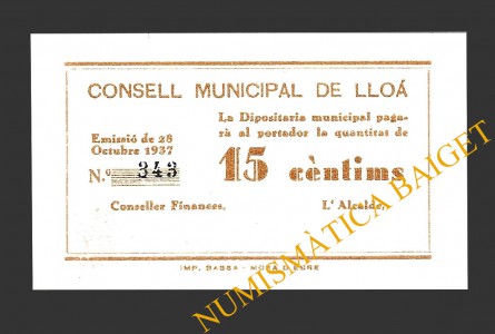 LLOA (Tarragona), 15 centims, 28 d'octubre del 1937