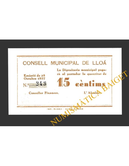 LLOA (Tarragona), 15 centims, 28 d'octubre del 1937