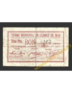 LLORET DE MAR (Girona), 1 pesseta, 30 d'abril del 1937