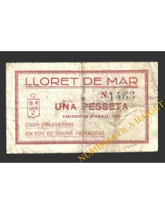 LLORET DE MAR (Girona), 1 pesseta, 30 d'abril del 1937 2
