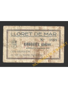LLORET DE MAR (Girona), 50 centims, 30 d'abril del 1937