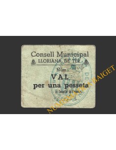 LLORIANA DE TER (Barcelona), 1 pesseta, 3 de maig del 1937