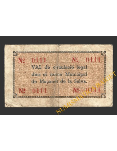 MAÇANET DE LA SELVA (Girona), 1 pesseta, 19 de maig del 1937