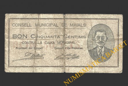 MAIALS (Lleida), 50 centims, 1 de juliol del 1937