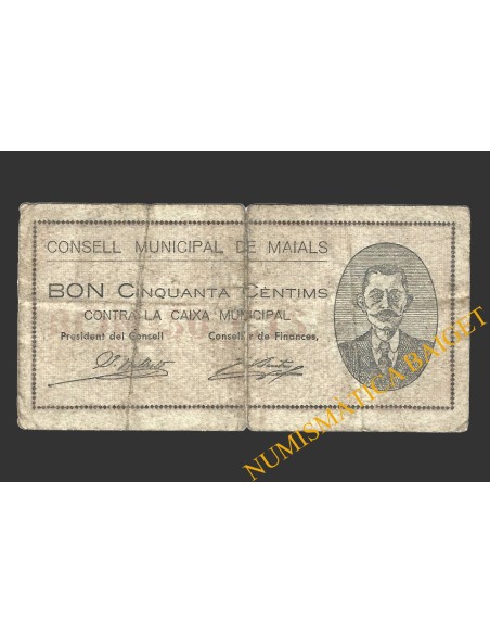 MAIALS (Lleida), 50 centims, 1 de juliol del 1937