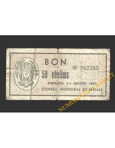 MAIALS (Lleida), 50 centims, 1 de juliol del 1937