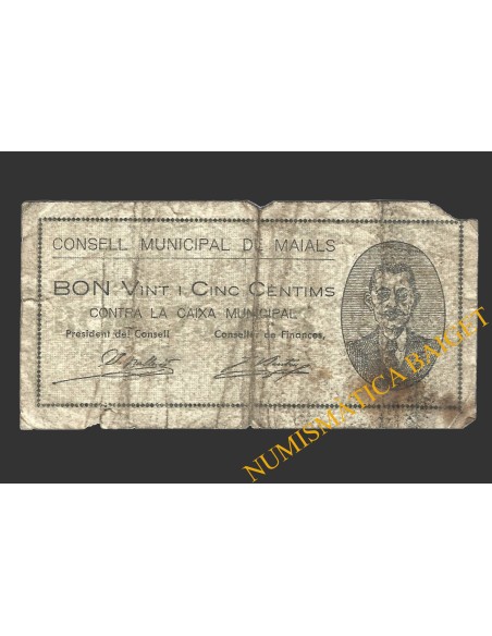 MAIALS (Lleida), 25 centims, 1 de juliol del 1937
