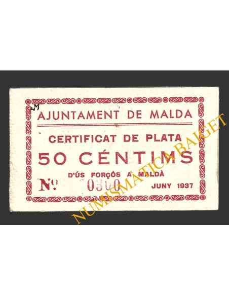 MALDA (Lleida), 50 centims, juny del 1937