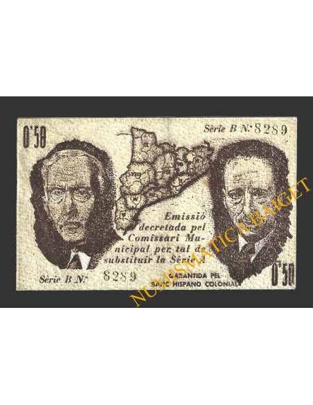 MALGRAT (Barcelona), 0'50 pessetes, 25 de maig del 1937 (2ª emissió)