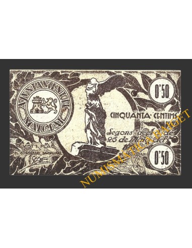 MALGRAT (Barcelona), 0'50 pessetes, 25 de maig del 1937 (2ª emissió)