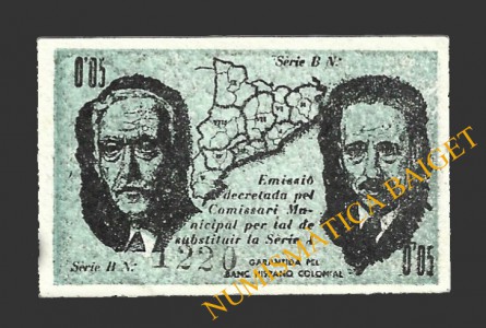 MALGRAT (Barcelona), 0'05 pessetes, 25 de maig del 1937 (2ª emissió)