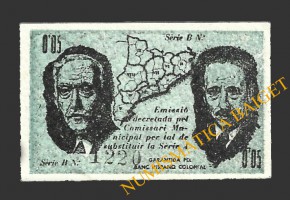 MALGRAT (Barcelona), 0'05 pessetes, 25 de maig del 1937 (2ª emissió)