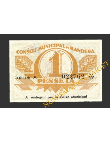 MANRESA (Barcelona),1 pesseta, 5 de juny del 1937