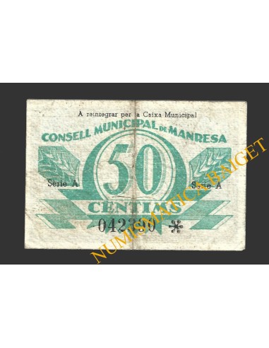 MANRESA (Barcelona),50 centims, 5 de juny del 1937