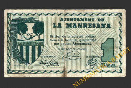 MANRESANA, LA (Lleida),1 pesseta, 1937