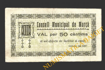 MARÇA (Tarragona),50 centims, octubre del 1937