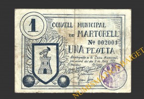 MARTORELL (Barcelona), 1 pesseta, 7 de maig del 1937