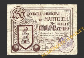 MARTORELL (Barcelona), 50 centims, 7 de maig del 1937