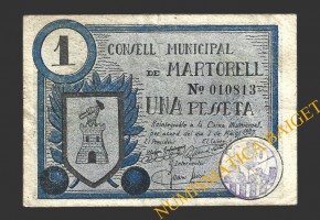 MARTORELL (Barcelona), 1 pesseta, 7 de maig del 1937 (2ª emissió)