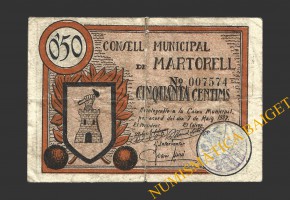 MARTORELL (Barcelona), 50 centims, 7 de maig del 1937 (2ª emissió)