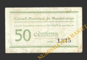 MASDENVERGE (Tarragona), 50 centims, 1937 