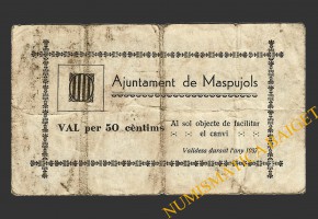 MASPUJOLS (Tarragona), 50 centims, 1937 
