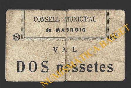MASROIG, EL (Tarragona), 2 pessetes, 1937 