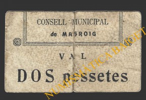 MASROIG, EL (Tarragona), 2 pessetes, 1937 