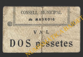 MASROIG, EL (Tarragona), 2 pessetes, 1937 