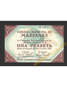 MASSANES (Girona), 1 pesseta, 11 de juliol del 1937 