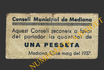 MEDIONA (Barcelona), 1 pesseta, 15 de maig del 1937 